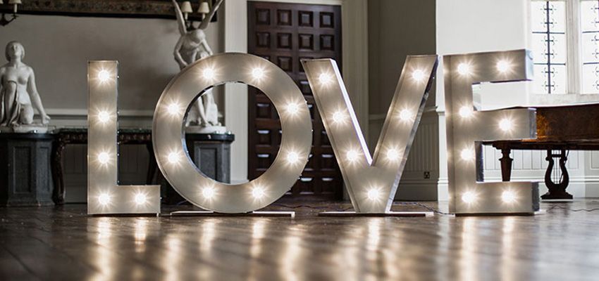 hire 4ft love letters to add a wow factor